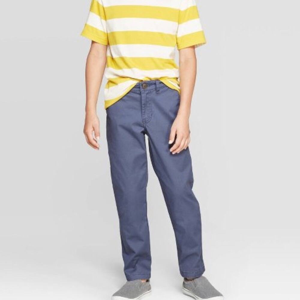 Cat & Jack Chino Pants Boys' Size 14 Blue Academia Casual Stretch Straight Fit